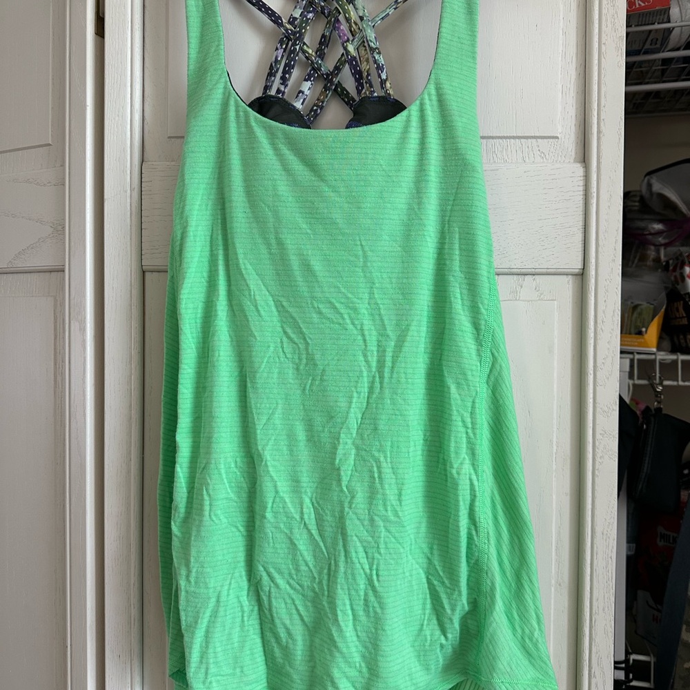 LULULEMON Wild Tank Top Green body multiple colors straps size 6